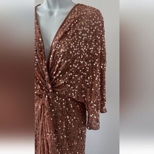 ASOS Rose Gold Sequin Midi Dress
